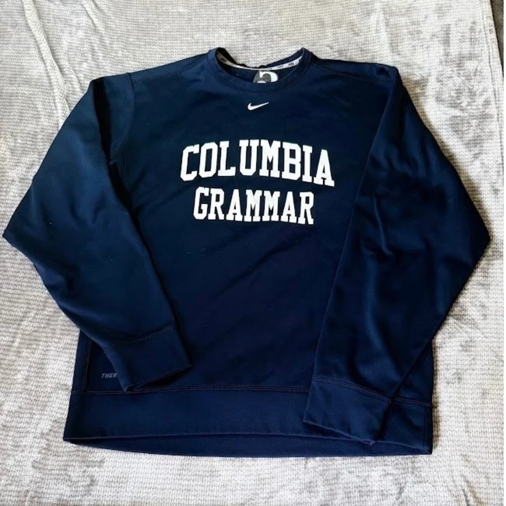 Nike Therma-FIT Columbia Grammar Sweatshirt Navy Blue Crewneck Mens XL